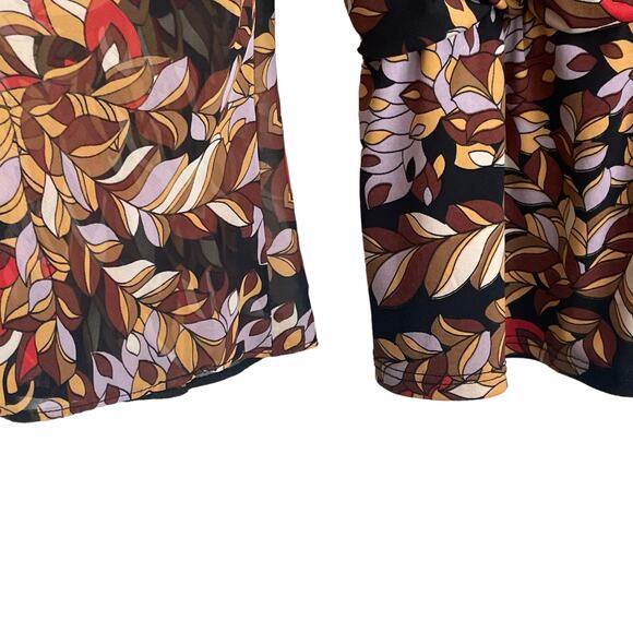 Coco Bianco Top Women Multicolor V-Neck Long Flare Sheer Sleeve Lined‎ Pullover - Picture 4 of 12